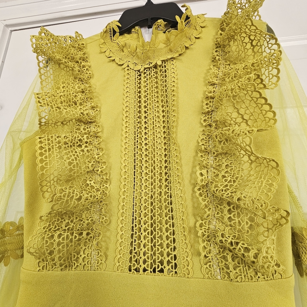 Valentine Crochet Ruffle and Bell Sleeve Jumpsuit Size Large Elegant Romantic - Picture 7 of 14